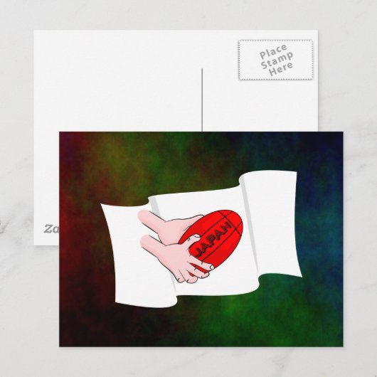 Japan Rugby Team Supporters Vlag met Bal Briefkaart (Voorkant / Achterkant)