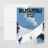 Japan Rusutsu ski print Briefkaart (Voorkant / Achterkant)