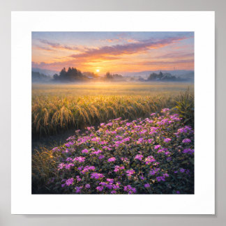Japan’s Autumn Rice Fields at Sunrise – Art Print