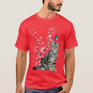 Japan Sakura Cherry Blossom Cat Japanese T-shirt