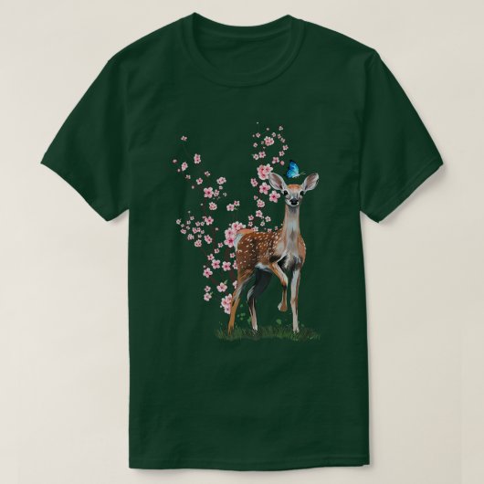 Japan Sakura Cherry Blossom Sika Deer Japans T-shirt (Design voorkant)