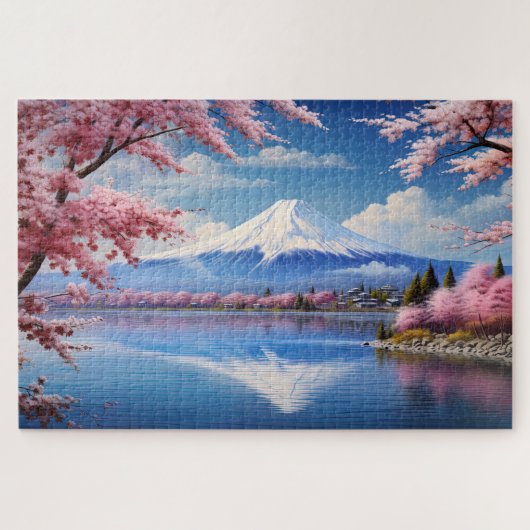 Japan, Sakura en Fuji landschap Legpuzzel (Horizontaal)