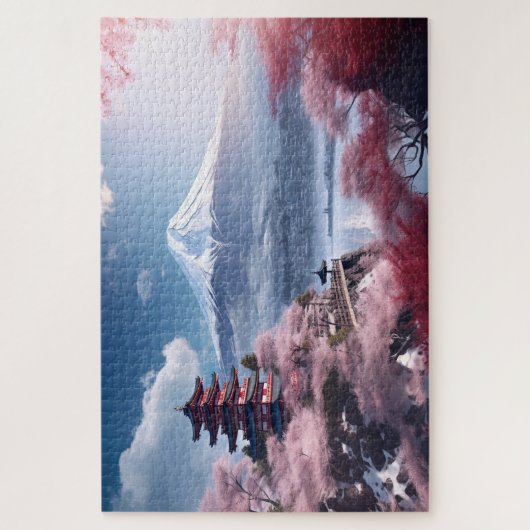 Japan, Sakura en Fuji landschap Legpuzzel (Verticaal)