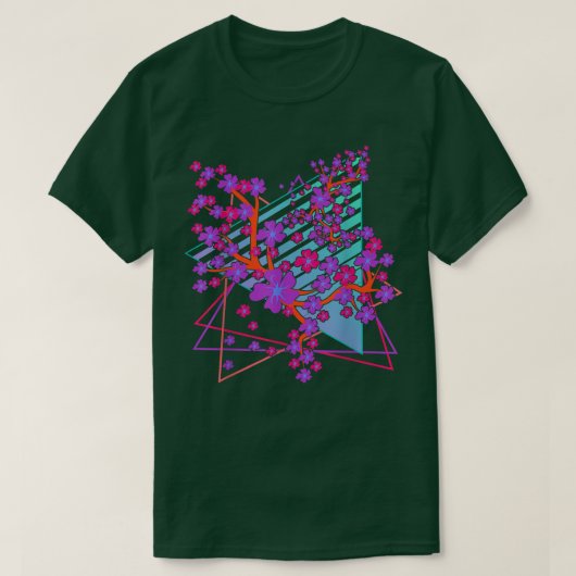 Japan Sakura Flower Vaporwave 80s Retro Art Cherry T-shirt (Design voorkant)