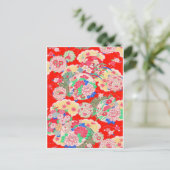 Japan, Sakura, Kimono, Origami, Chiyogami, Bloem, Briefkaart (Staand voorkant)