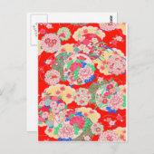 Japan, Sakura, Kimono, Origami, Chiyogami, Bloem, Briefkaart (Voorkant / Achterkant)