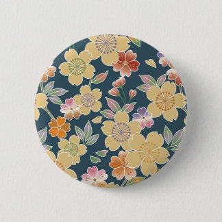 Japan, Sakura, Kimono, Origami, Chiyogami, Bloem, Ronde Button 5,7 Cm