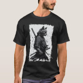 Japan Samurai Kat Twin Katanas Kunst Japans Ukiyo- T-shirt (Voorkant)