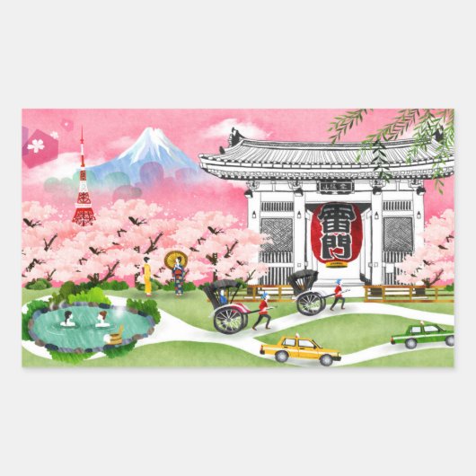 Japan Scene Rechthoekige Sticker (Voorkant)