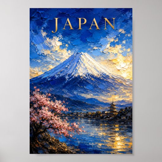 Japan: Scenic Spring Mount Fuji Art Souvenir Poster (Voorkant)