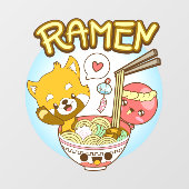 Japan Schattig Rode Panda Octopus Eet Ramen Restau Raamsticker (Vel)