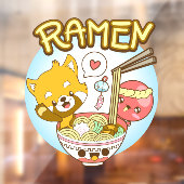 Japan Schattig Rode Panda Octopus Eet Ramen Restau Raamsticker (Vel 2)