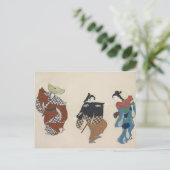 japan schilderij traditionele  danseres kimono briefkaart (Staand voorkant)