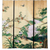Japan Screen Art Birds Flowers Showgordijn Douchegordijn (Voorkant)