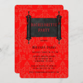 Japan Scroll Red Black Damask Bachelorette Party Kaart (Voorkant / Achterkant)