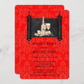 Japan Scroll Red Black Damask Brunch en Bubbly Kaart (Voorkant / Achterkant)