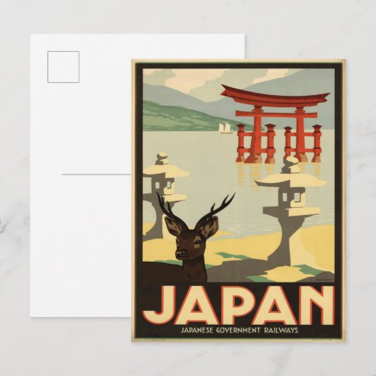  Japan Sika Deer, Torii Gate Travel Briefkaart (Voorkant / Achterkant)