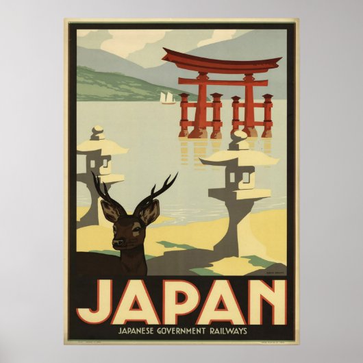 Japan Sika Deer, Torii Gate Travel Poster (Voorkant)