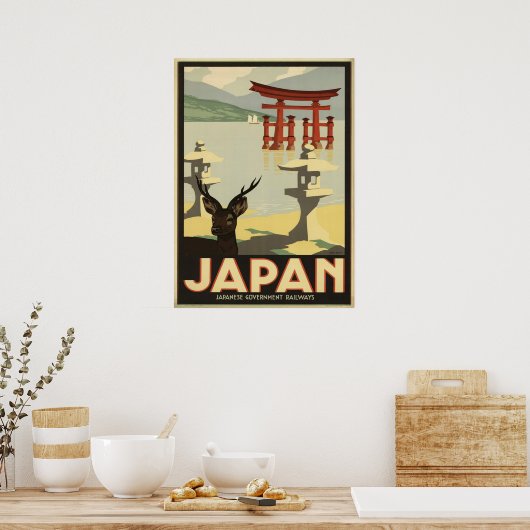 Japan Sika Deer, Torii Gate Travel Poster (Keuken)