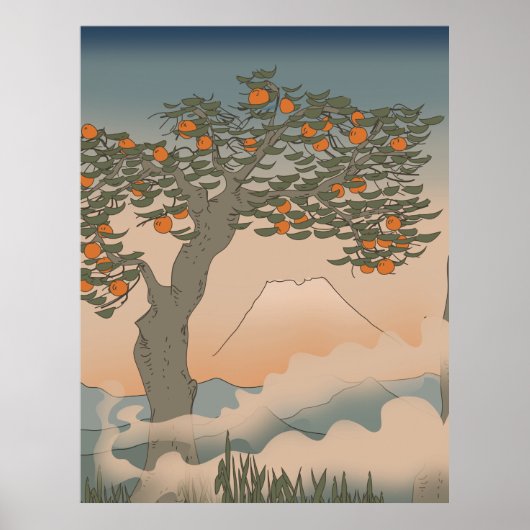 Japan Sinaasappelboom in de mist Poster (Voorkant)