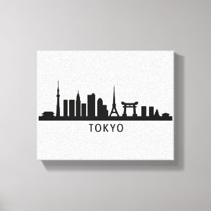 Japan Stadsgezicht Reizen Tokio Silhouet van de Canvas Afdruk