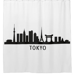 Japan Stadsgezicht Reizen Tokio Silhouet van de Douchegordijn