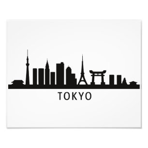 Japan Stadsgezicht Reizen Tokio Silhouet van de Foto Afdruk