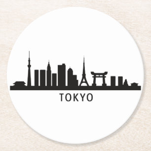 Japan Stadsgezicht Reizen   Tokio Silhouet van de  Ronde Kartonnen Onderzetter