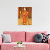 Japan Stroll – Kimono Meisje en Shiba hond Art Pri Canvas Afdruk (Insitu (Woonkamer))