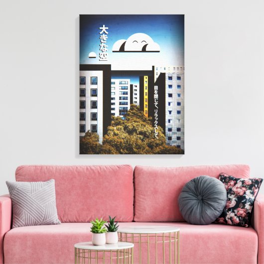 Japan Stylized С ityscape Canvas Print (Insitu (Woonkamer))