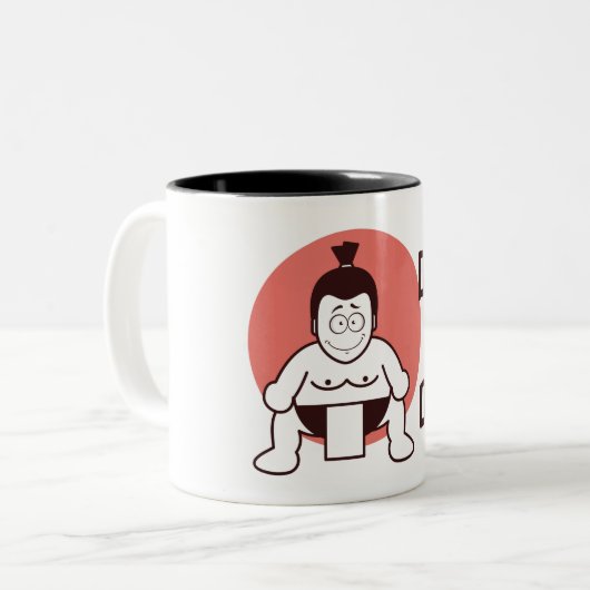 Japan Sumo, Tokio - Traditionele Japanse top Tweekleurige Koffiemok (Voorkant links)