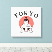 Japan Sumo Tokyo - Zoon van de zon Canvas Afdruk (Insitu (Houten vloer))