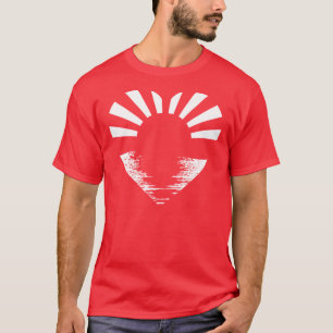 Japan Sunrise (wit op rode mannen) T-shirt