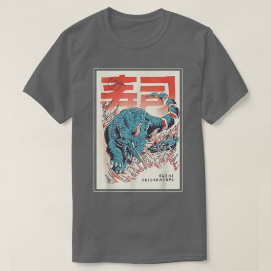 Japan Sushi Dinosaur Triceratops Japans voedsel An T-shirt (Design voorkant)