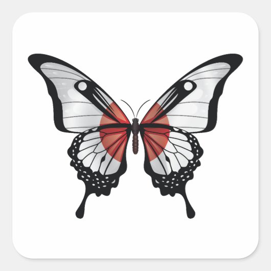 Japan Swallowtail Vlinder Vlag Vierkante Sticker (Voorkant)