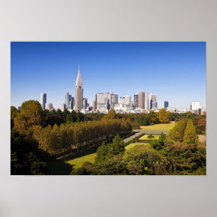 Japan. Tokio. Shinjuku District Silhouette en Poster