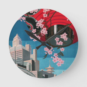 Japan Tokyo Antieke Japanse Reisposter Ronde Klok