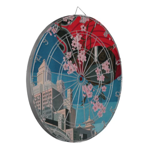 Japan Tokyo  Japans reisposter Dartbord (Voorkant Links)