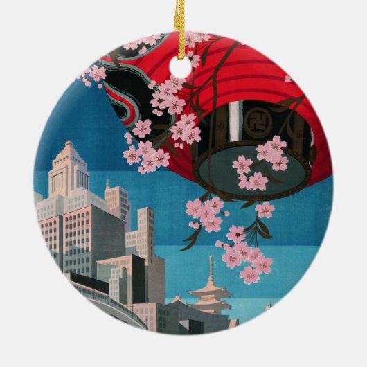Japan Tokyo  Japans reisposter Keramisch Ornament (Achterkant)