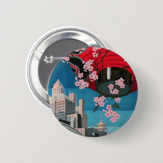 Japan Tokyo  Japans reisposter Ronde Button 5,7 Cm (Voorkant /achterkant)