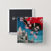 Japan Tokyo  Japans reisposter Vierkante Button 5,1 Cm (Voorkant /achterkant)