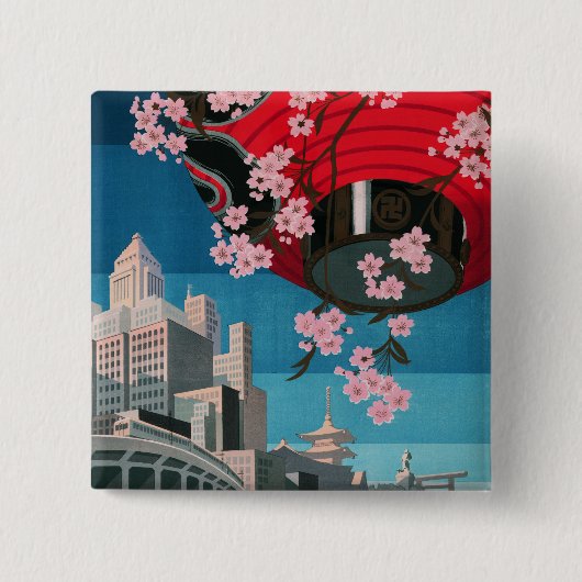 Japan Tokyo  Japans reisposter Vierkante Button 5,1 Cm (Voorkant)