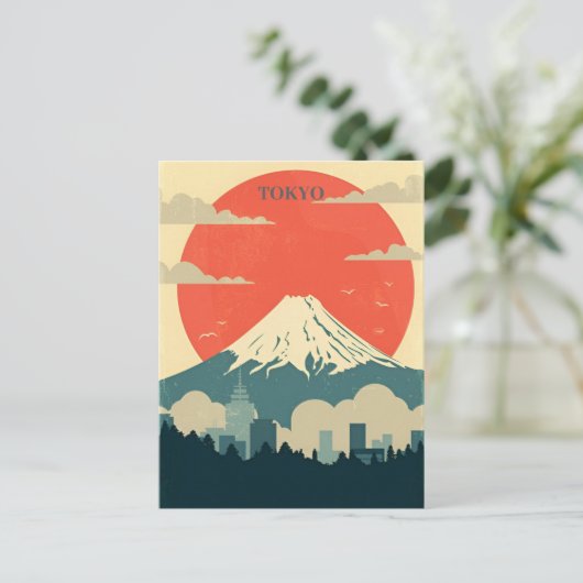  Japan Tokyo Travel waterverf Azië Briefkaart (Staand voorkant)