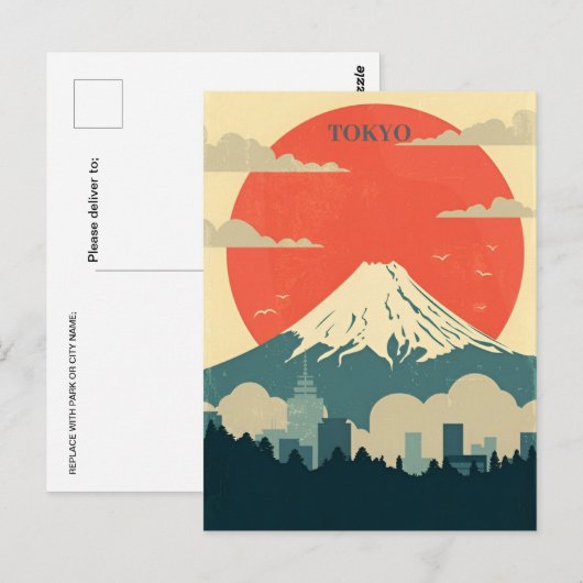 Japan Tokyo Travel waterverf Azië Briefkaart (Voorkant / Achterkant)