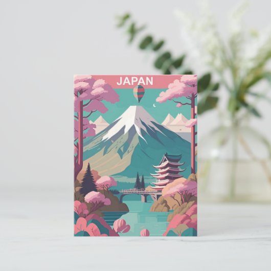  Japan Tokyo Travel waterverf Azië Briefkaart (Staand voorkant)