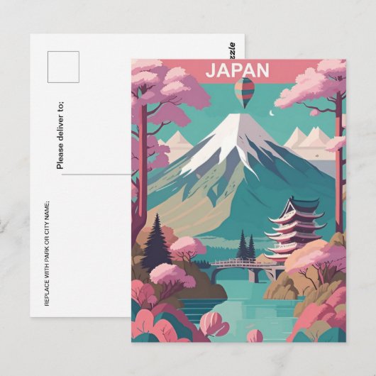  Japan Tokyo Travel waterverf Azië Briefkaart (Voorkant / Achterkant)