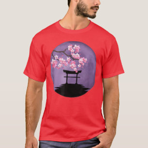 Japan Torii Gate Shrine Blossom Paarse Floa T-shirt