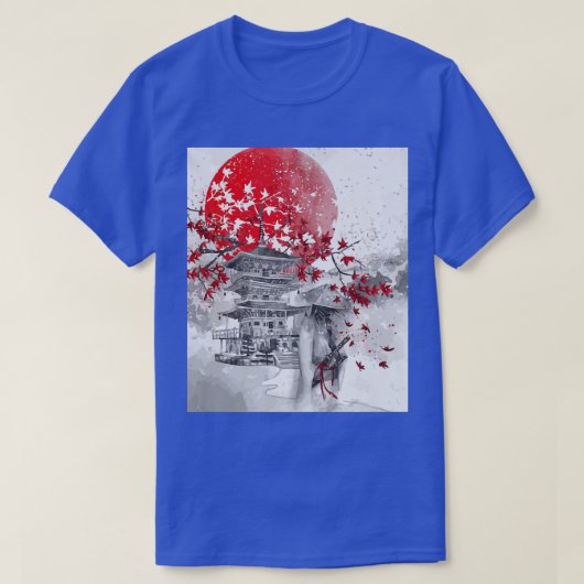 japan Tower met Cherry Blossom en een samurai (2) T-shirt (Design voorkant)