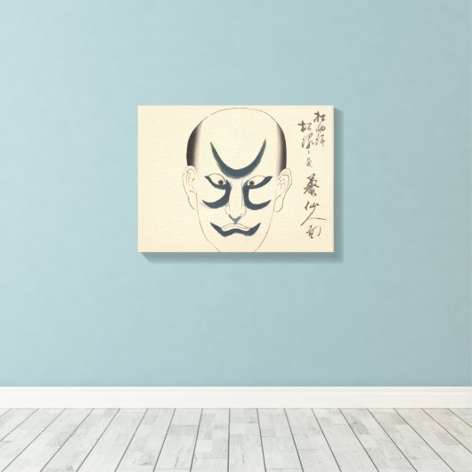 Japan - Traditioneel Kabuki - blauw - Canvas Afdruk (Insitu (Houten vloer))