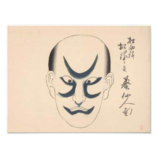 Japan - Traditioneel Kabuki - blauw - Foto Afdruk (Voorkant)